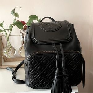 Tory Burch Marion Quilted Black Leather Backpack